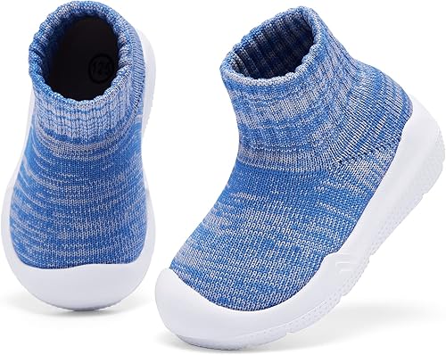 MORENDL Zapatos de calcetín para caminar para bebé, 2 pies pequeños, pantuflas para niños pequeños, niñas y niños, suela suave, antideslizante,