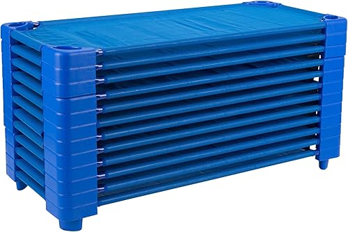 Sprogs Paquete de 12 cunas apilables de alta resistencia de tamaño estándar de 52 pulgadas de largo para niños y niños pequeños, cunas apilables de