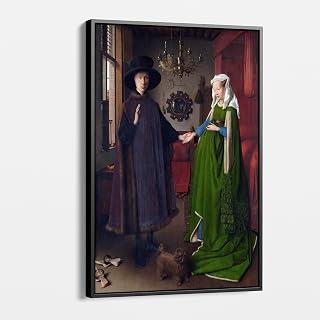 tabloshop The Arnolfini Wedding by Jan van Eyck Canvas Wall Art Print, Renaissance Painting Reproduction, Classic Art Decoration, Timeless Home Decoration (Black Frame, 40x60cm)