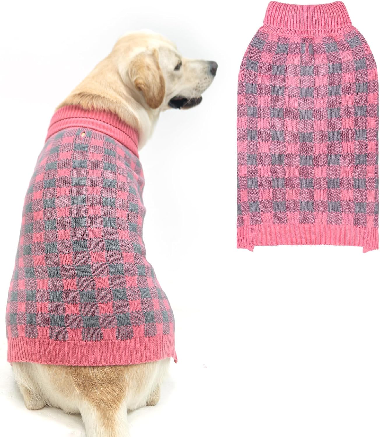 PUPTECK Plaid Dog Sweater Pet Cat Fall Winter Knitwear