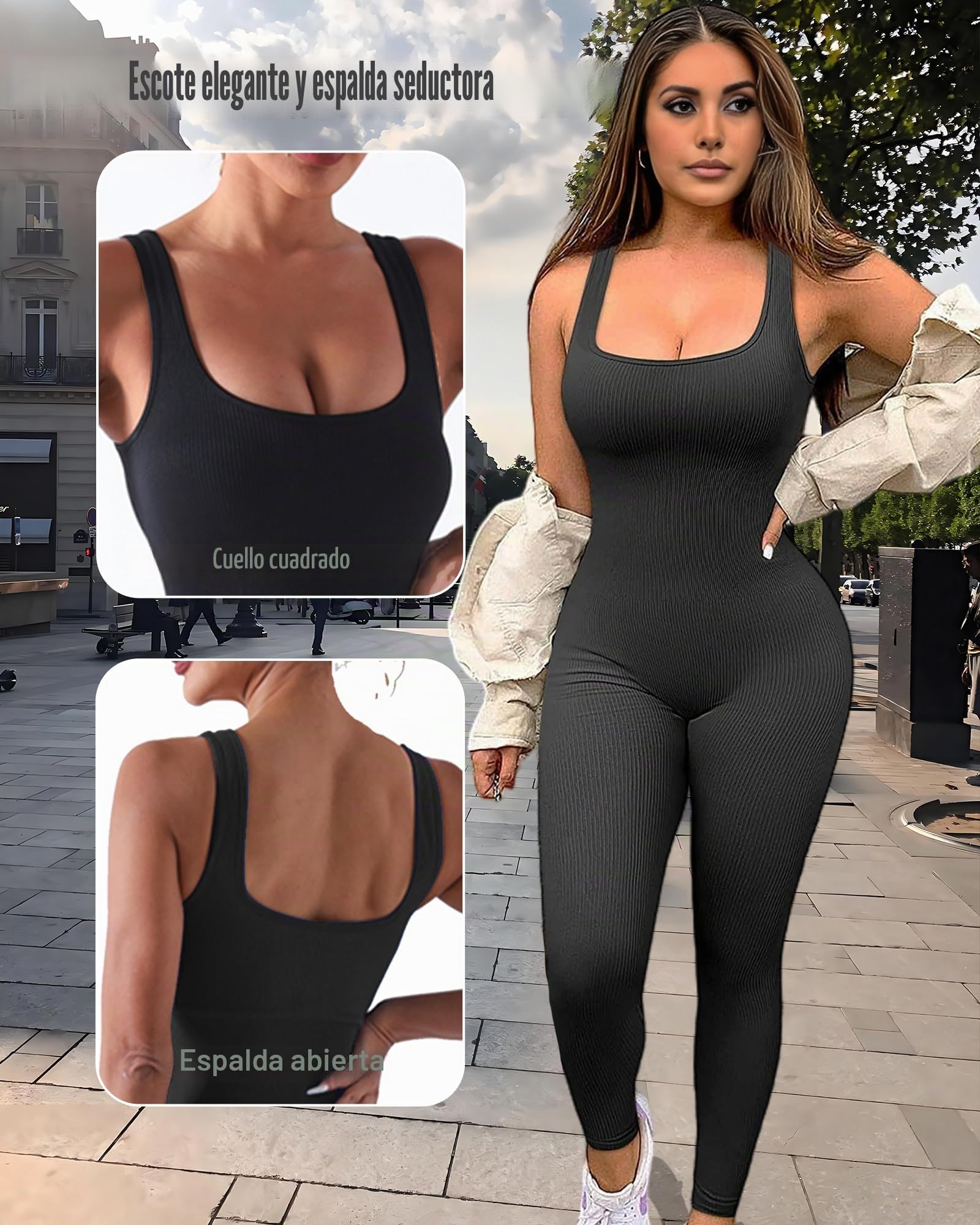 Merlvida Mono Deportivo Mujer sin Costuras Jumpsuit Ajustado Body Overol Ropa Gimnasio Fitness Yoga