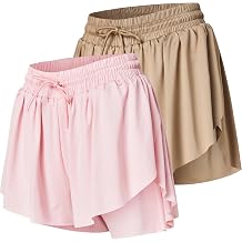 Womens Athletic Running Shorts 2 Pack Womens Butterfly Flowy Shorts 2 in 1 Gym Workout Summer Short for Women