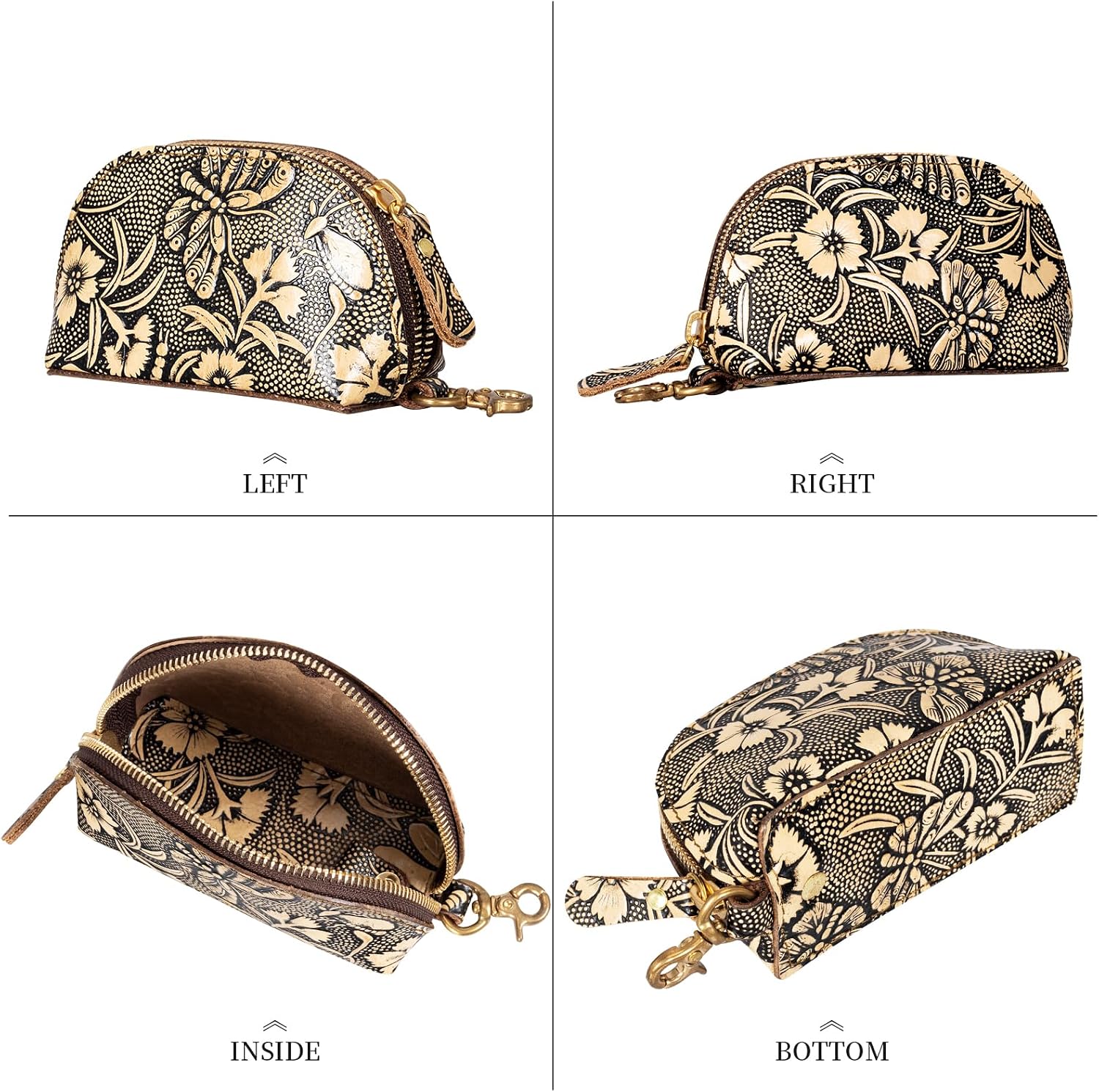Gexmil Genuine Leather Coin Purse with Zipper, Mini Coin Pouch image 4