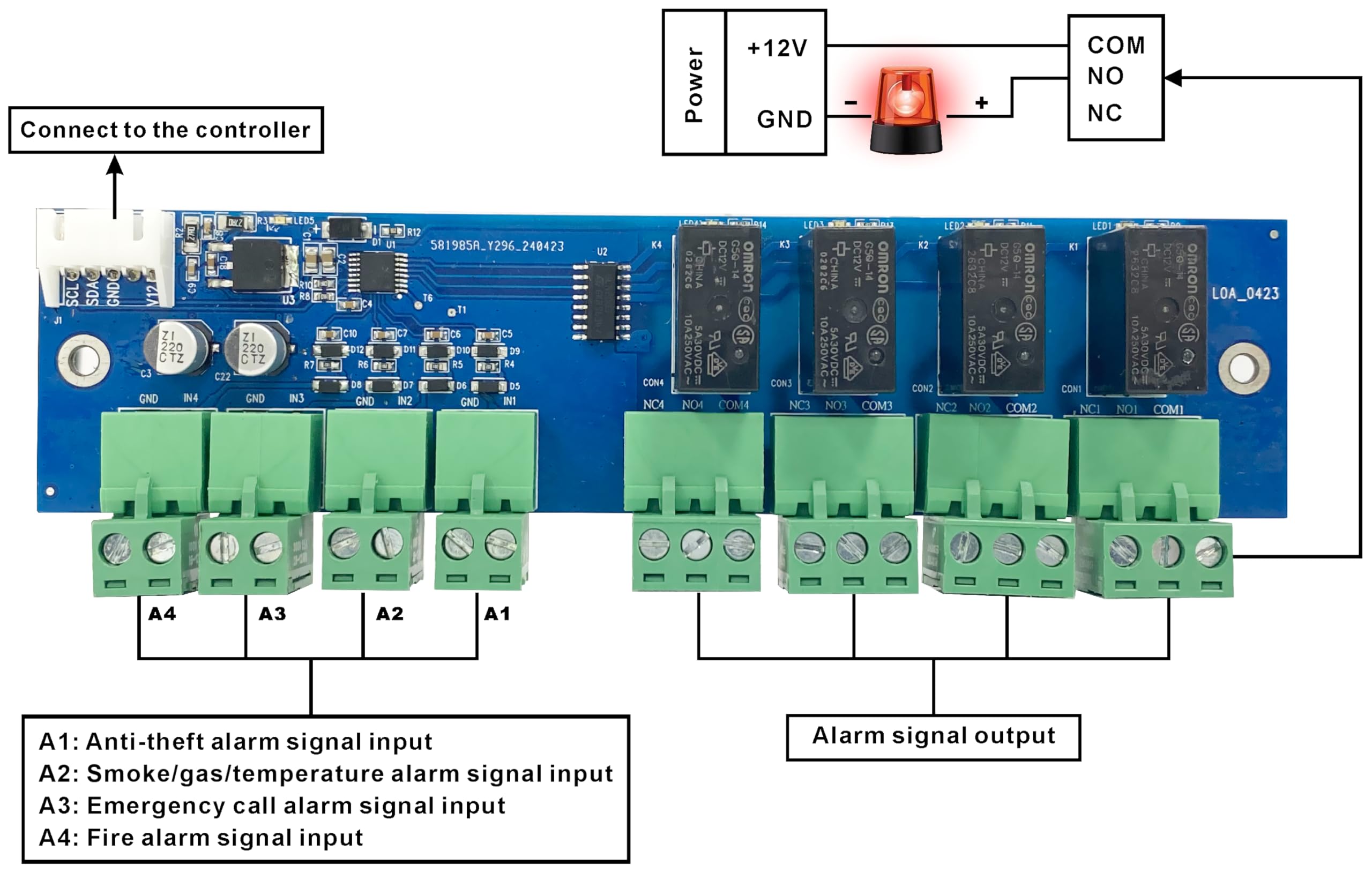 UHPPOTE Board Carte d'Extension Output d'Alarme Liaison d'Incendie Renforcé pour Contrôleur d'Accès