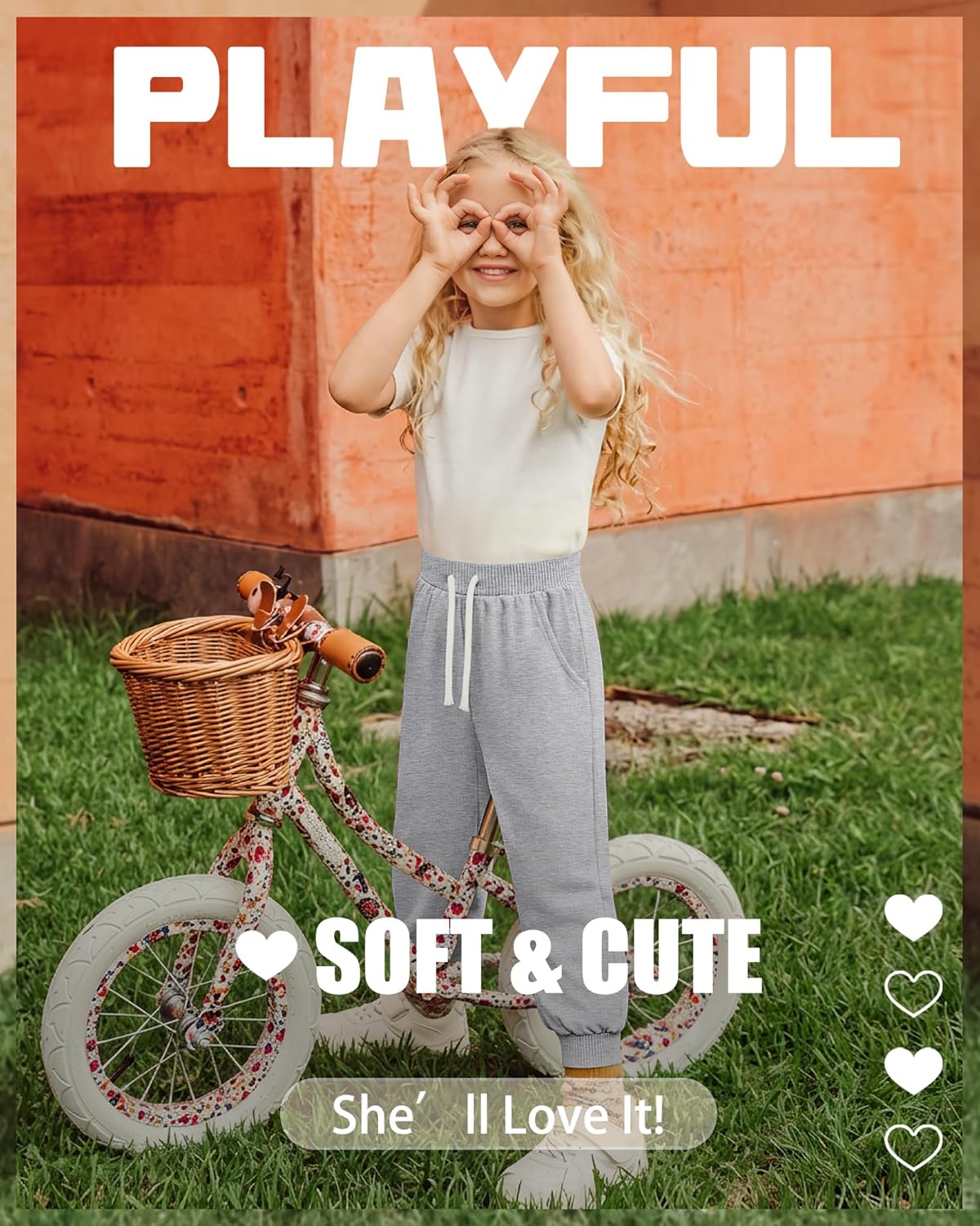 3 Pack Toddler Girls' Sweatpants Athletic Jogger Pants Kids Casual Pull On Pant with Drawstring Pockets 2-10 Years