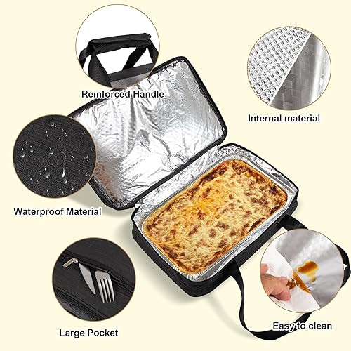 Miniatura 3 de Cazuela aislada, portador de cazuela para alimentos calientes o fríos, bolsa transportadora de platos expandible, bolsa portátil para tartas, bolsa