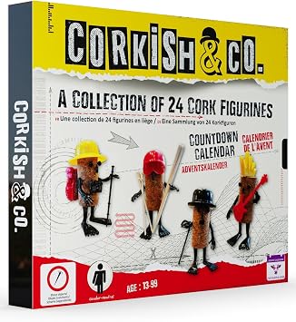 Meet the Corkish & Co.s Advent Calendar! An amazing collection of 24 unique cork figurines. Open up the daily box to discover a new, adorable Corkish character. Age 13 and above. Gender neutral.