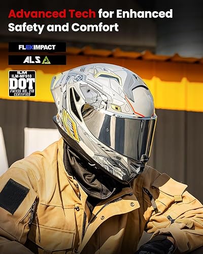 Miniatura 2 de ILM Cascos de motocicleta de cara completa para hombres y mujeres con Pinlock Powersports Street Racing Cascos para Motos DOT Modelo MF510