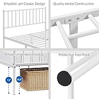 Vista 60 de Yaheetech Base de cama individual con plataforma de metal, base de colchón con cabecero y estribo, no necesita somier, almacenamiento debajo