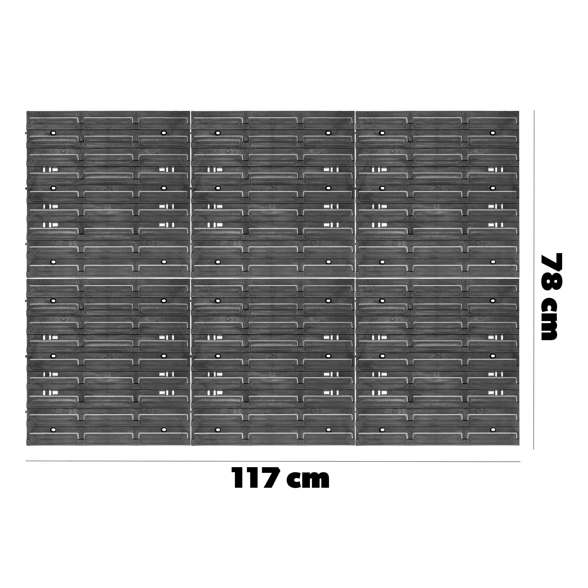 KADAX Pared de herramientas, sistema de almacenamiento de plástico PP, estantería de pared en diferentes tamaños, estantería de pared de taller con cajas de almacenamiento y soportes(117x78 cm)