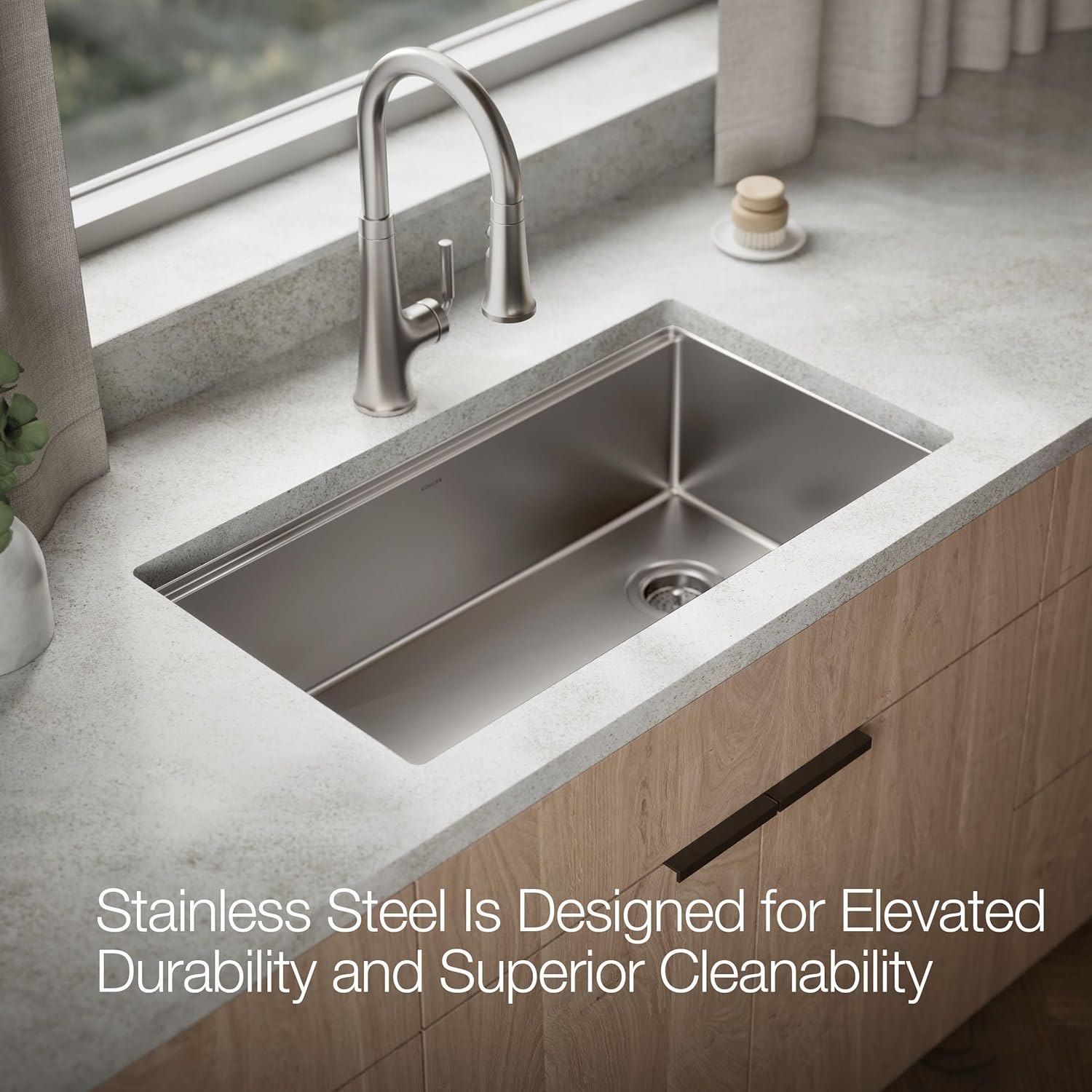 Kohler 33662-PC-NA Strive® 32" undermount single-bowl workstation kitchen sink, Stainless Steel