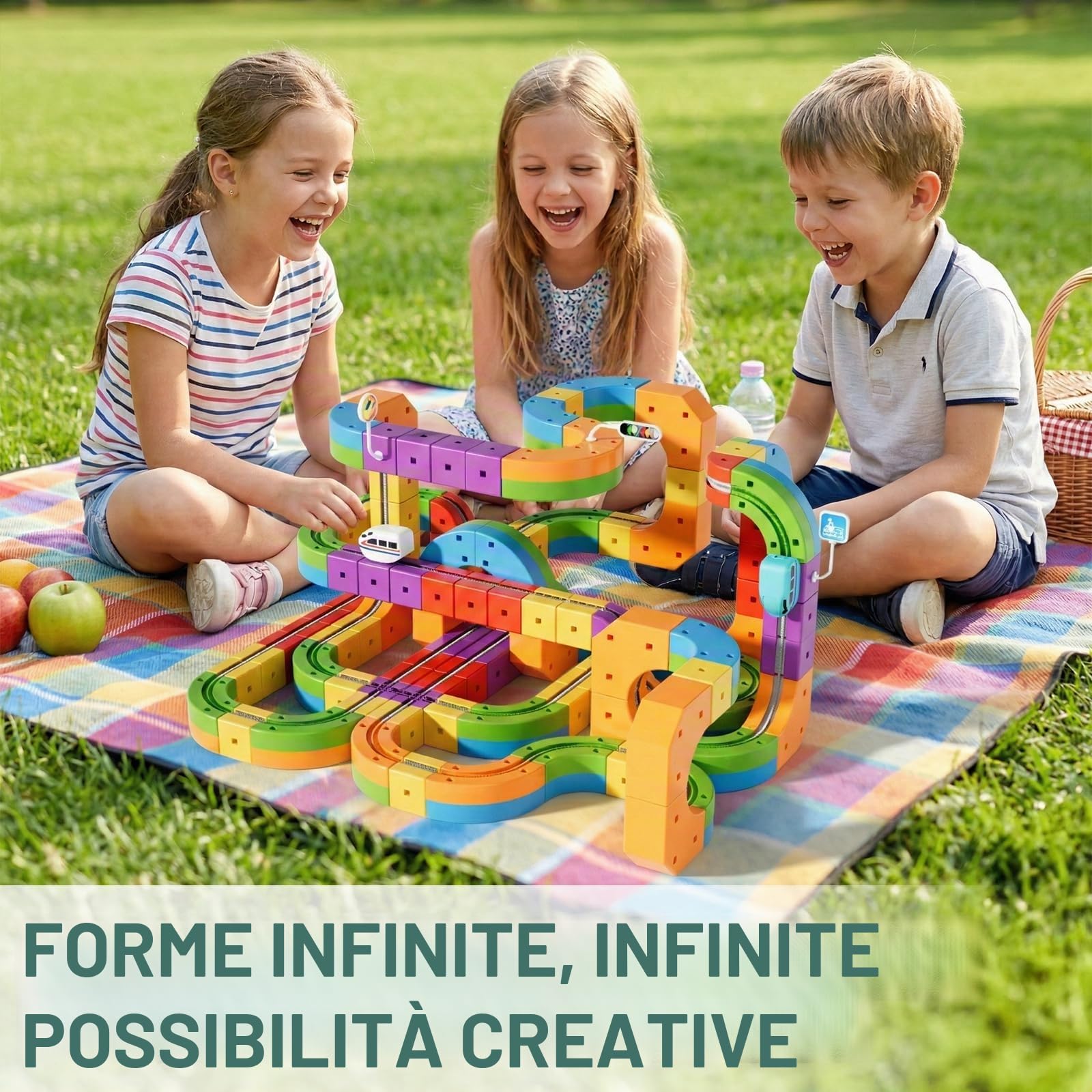 klick Rail - Set di treni elettrici 3D Magic Flexible Race Track per bambini di 3, 4, 5, 6, 7, 8 anni, pista per auto da corsa con anti-gravità, giocattolo educativo per apprendimento STEM per | Blocco pista per auto da corsa con anti-gravità, giocattolo