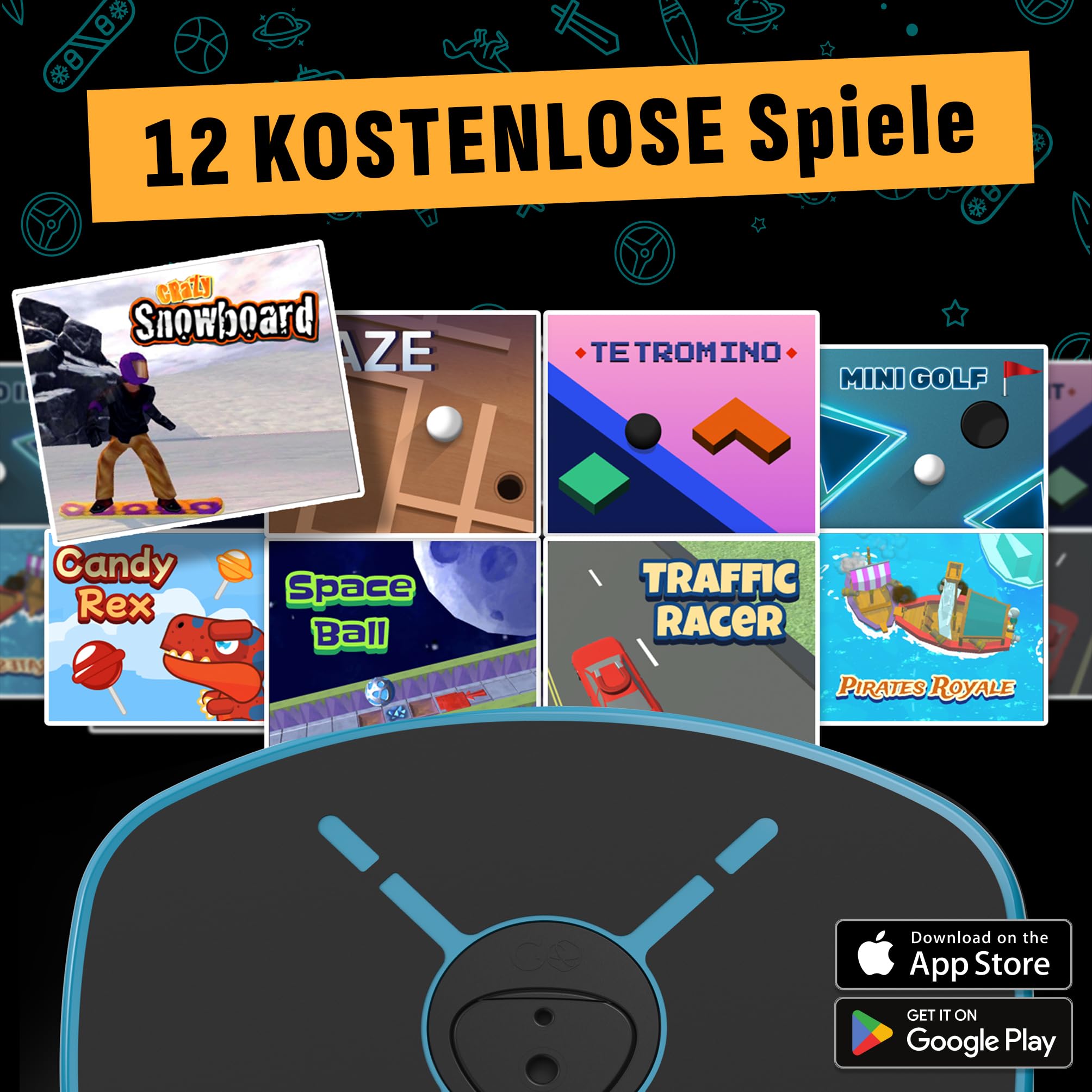 GoBalance Board App Balance Board mit Bluetooth Sensor 12 Spiele fuer Training Spass und Fitness Staerkt Koordination und Kraft fuer Jugendliche und Erwachsene