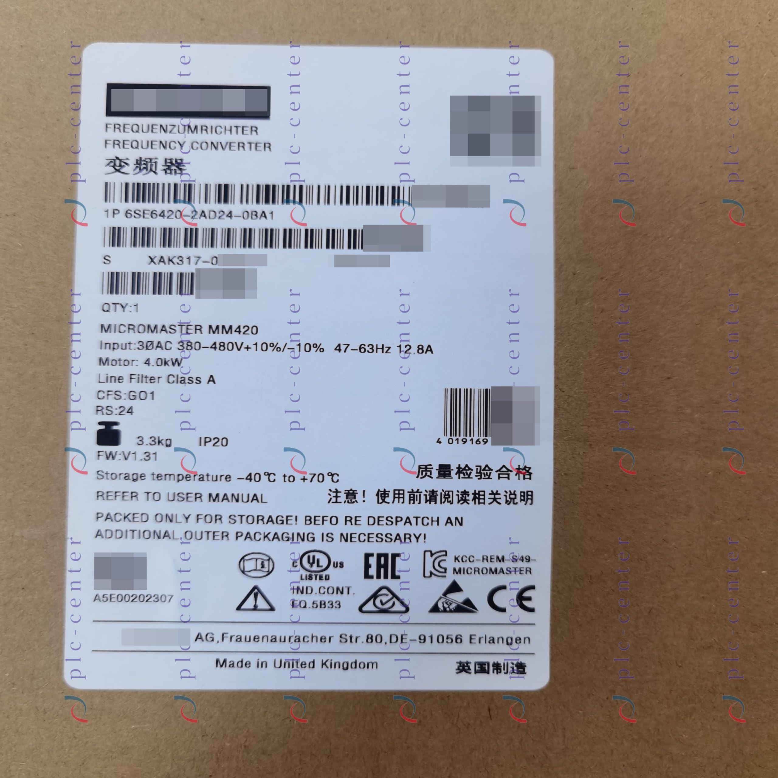 6SE6420-2AD24-0BA1 Inverter New One 6SE6 420-2AD24-0BA1