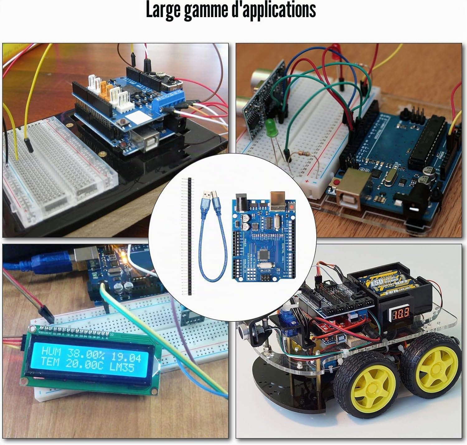 Rev3 Conseil de Développement avec 328 Microcontrôleur Binghe 4 pièces Rev3 Carte avec USB Câbles 16 MHz 2 KB pour Les projets électroniques Compatible avec Arduino