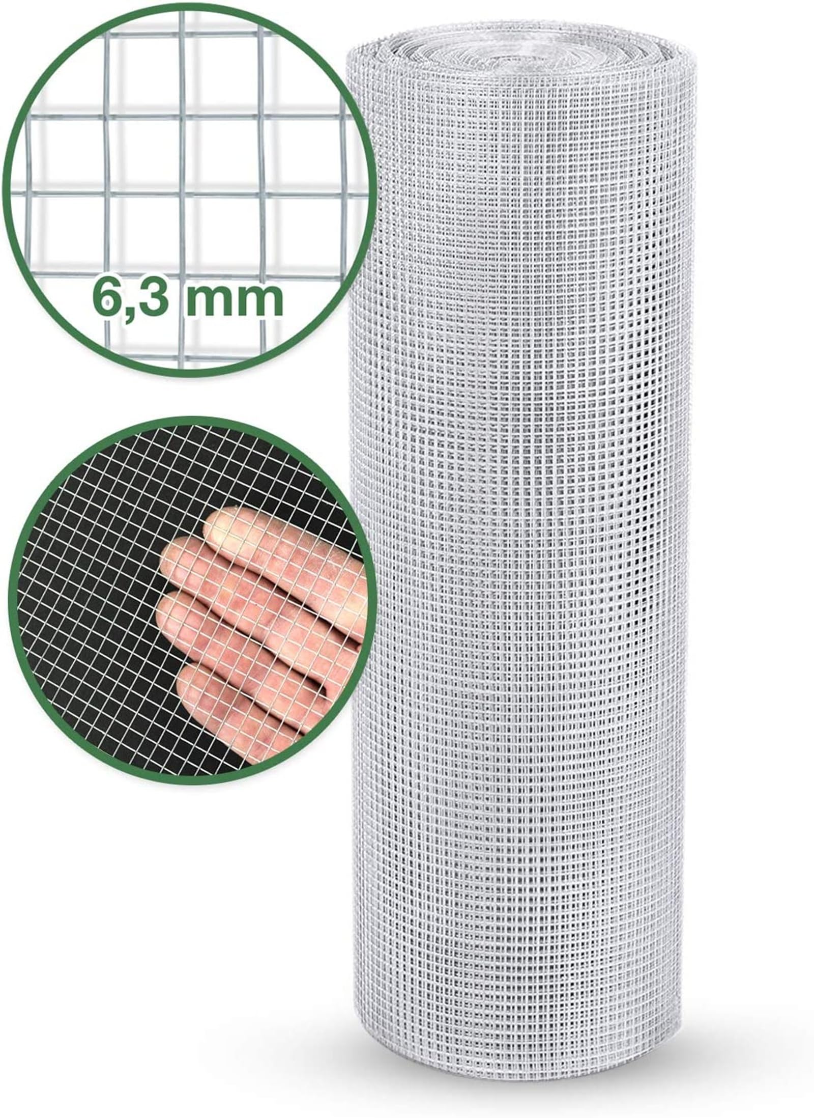 KARAT Grillage pour Clôture et Volière - Grillage à Poule, Grillage Anti-Volets - FiLde Volière - Clôture élevage, Maille carrée 6.3mm, Épaisseur du FiL0,55 mm, Galvanisé Anti-Rouille H100 cm x L10 m