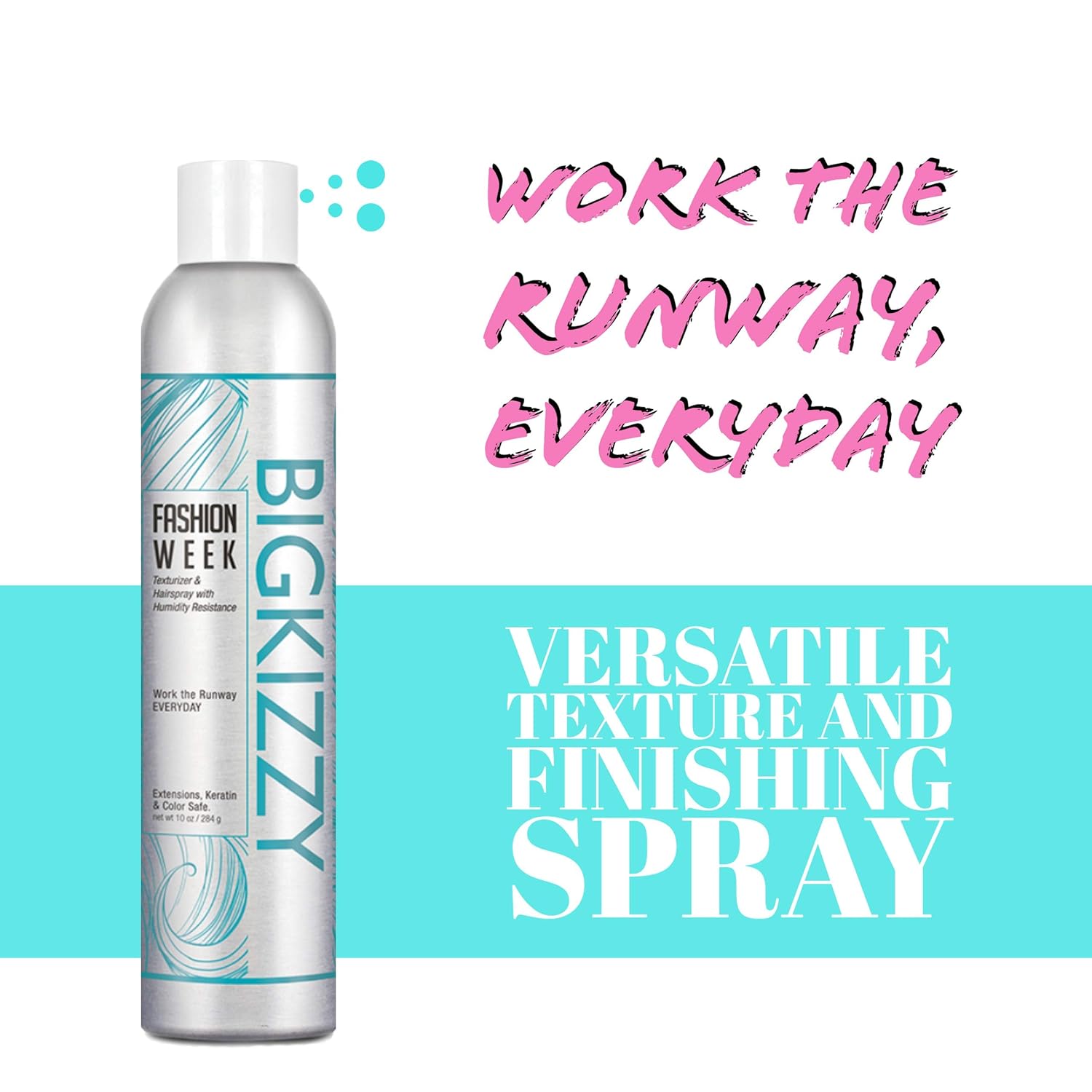 Big Kizzy Fashion Week Hairspray & Texture Spray - Medium Hold Setting Spray for All Day + All Hair Types - Anti-humidity & Volumizing Root Lift Aerosol, 10oz