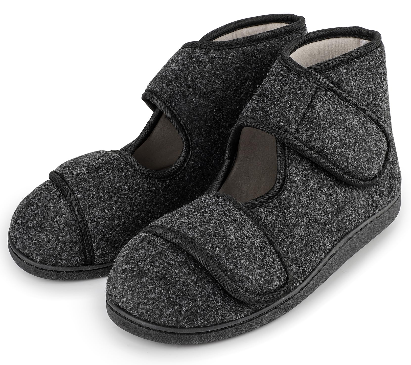 TIESTRAMen's Memory Foam Diabetic Slippers Comfortable Breathable Arthritis Edema Swollen House Shoes Adjustable Indoor/Outdoor Slip On Slippers