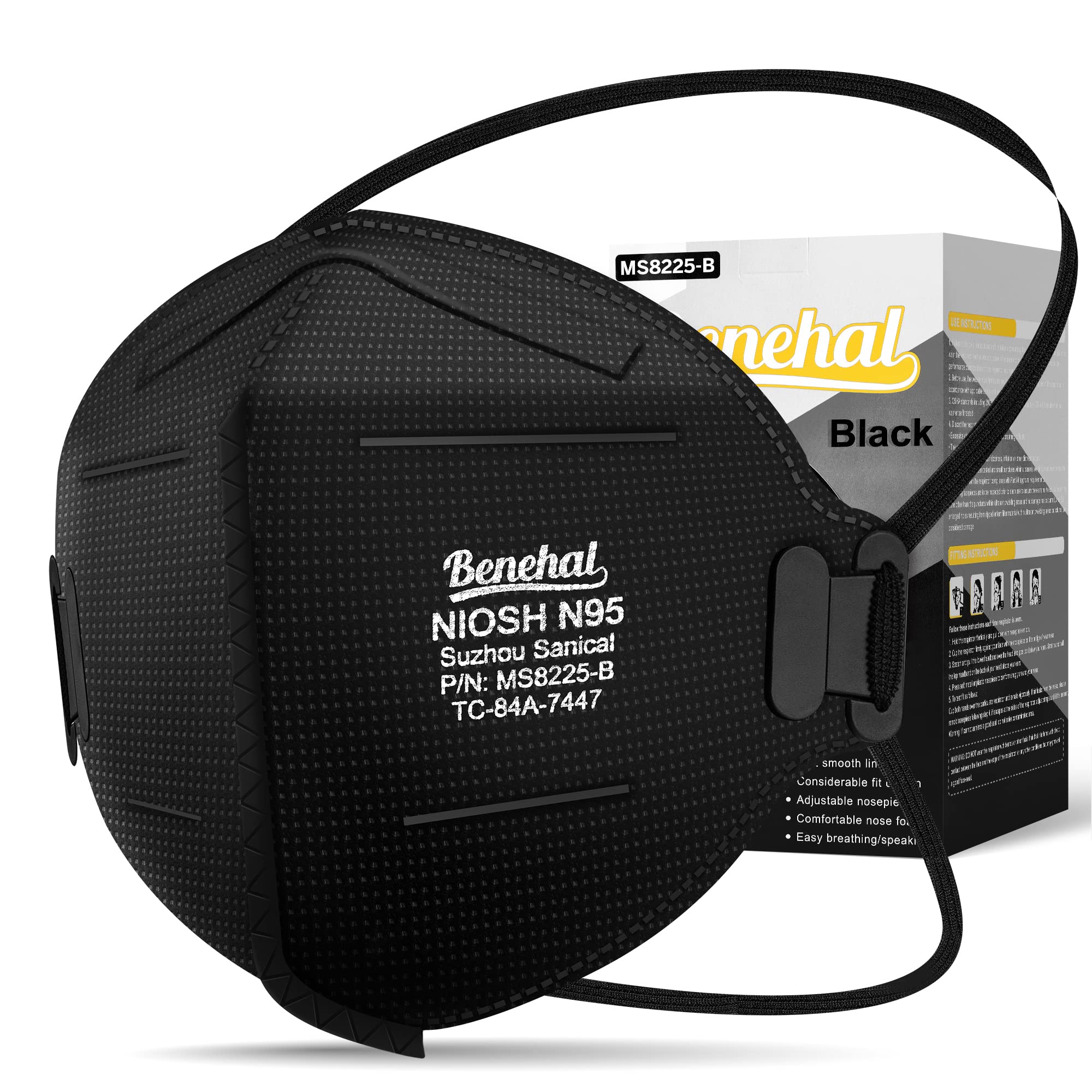 Photo 1 of N95 Face Mask Black,30 Pack NIOSH Certified N95 Disposable Respirator 5-Ply Safety Breathable Face Masks, Filter Efficiency 95%, Adjustable Comfortable Protection,Against PM2.5 Dust for Adult, Men, Women