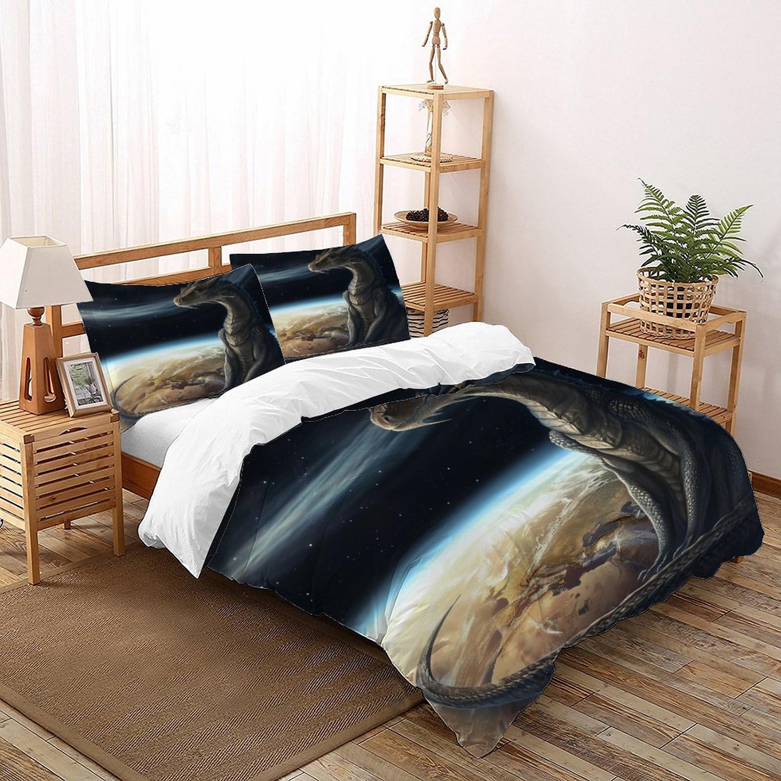 Housse de couette dragon microfibre infroissable pour stopper le repassage fastidieux