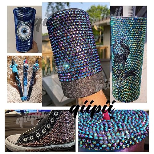 Vista 42 de 3000 diamantes de imitación de resina Peacok AB de 0.197 pulgadas para manualidades, diamantes de imitación de gelatina AB verde oscuro AB a granel