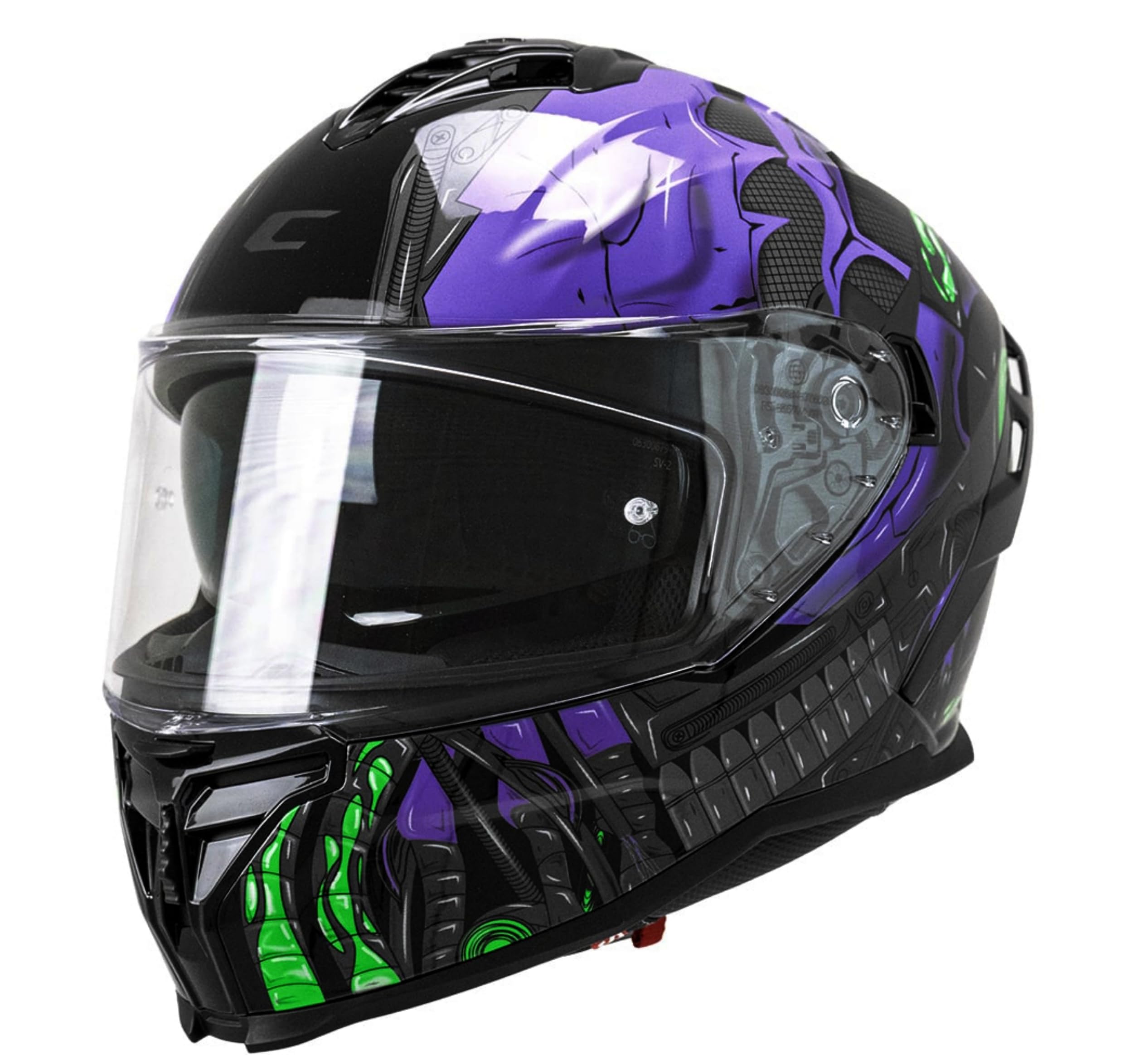 casco 363R SHOT VILLAIN Casco Integrale Moto, Nero Viola Verde Fluo, Taglia S