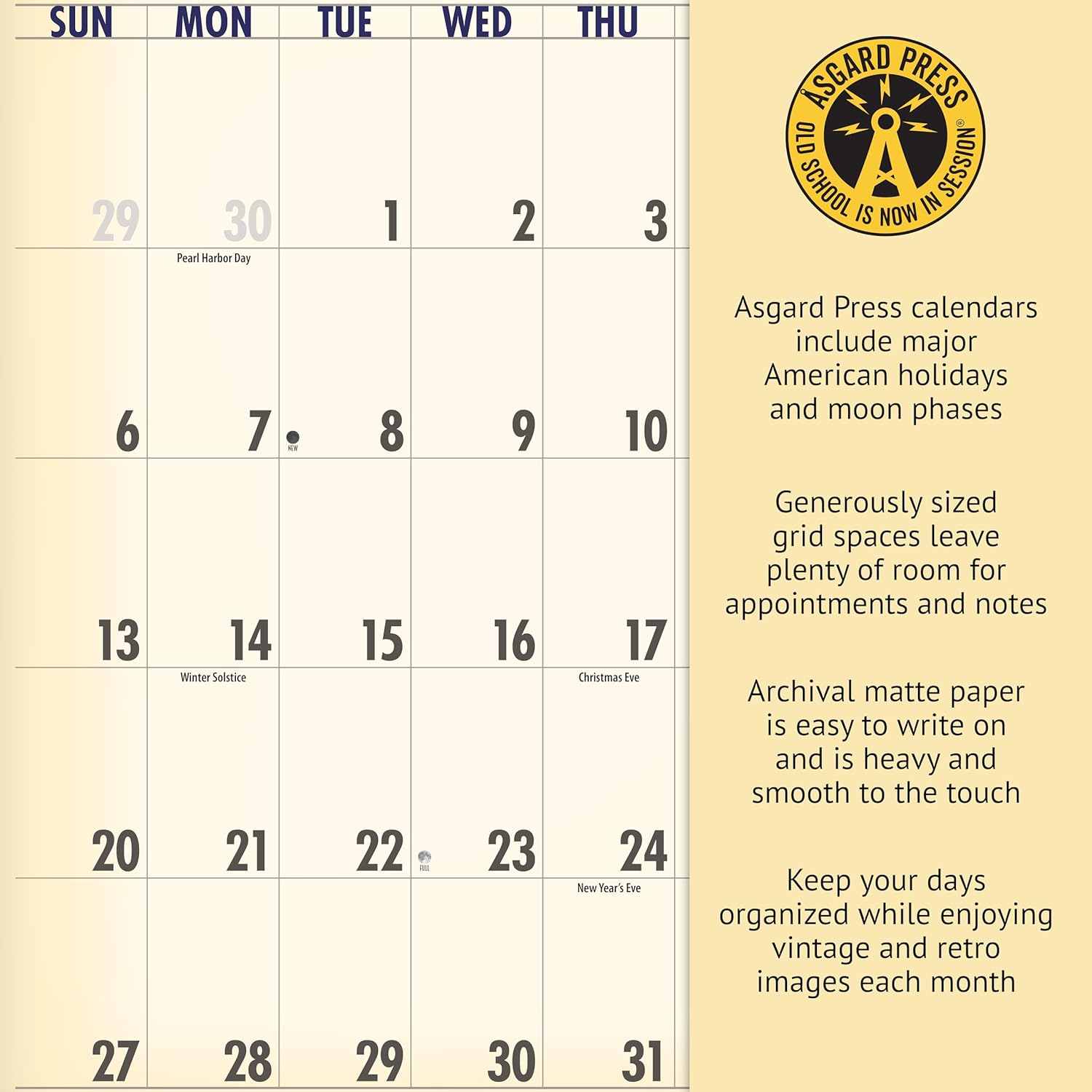 Asgard Press 2026 Vintage Art of Space Deluxe Wall Calendar, 16 Months, Frame-Ready NASA Concept Art Prints with Commentary, 11”x30” (Size When Open)