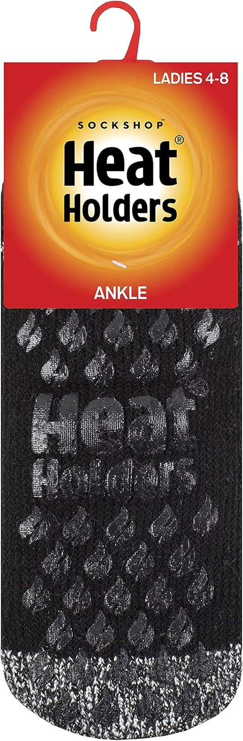 HEAT HOLDERS - Ladies low cut thermal slipper ankle socks in 4 colors, 5-9 US