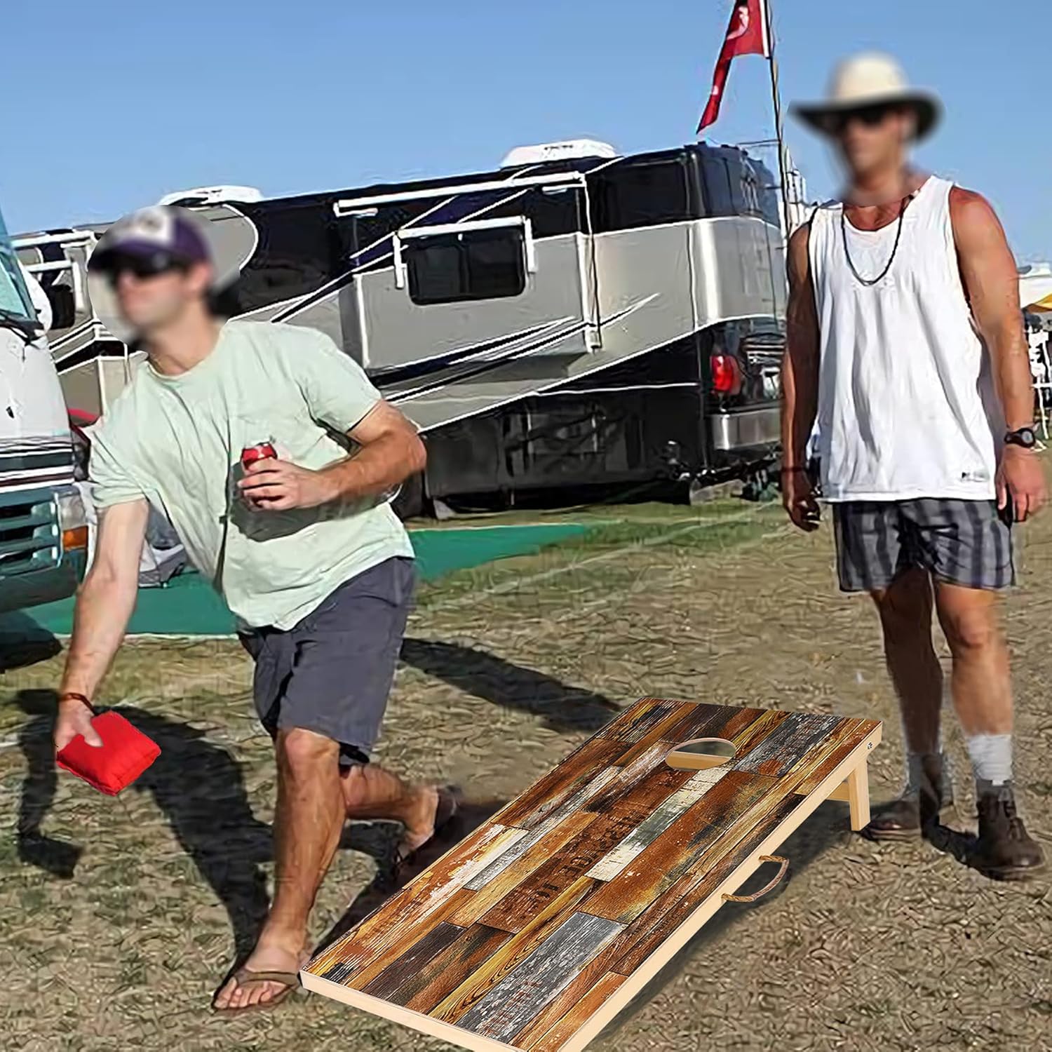 CastleLife Premium Solid Wood Cornhole Game Set, Regulation Size 4'x 2' Vintage Cornhole Boards with 8 Bean Bags, Great Fun Outdoor and Indoor Toss Game for Holiday Weekends, Tailgates, Tournaments : Sports & Outdoors