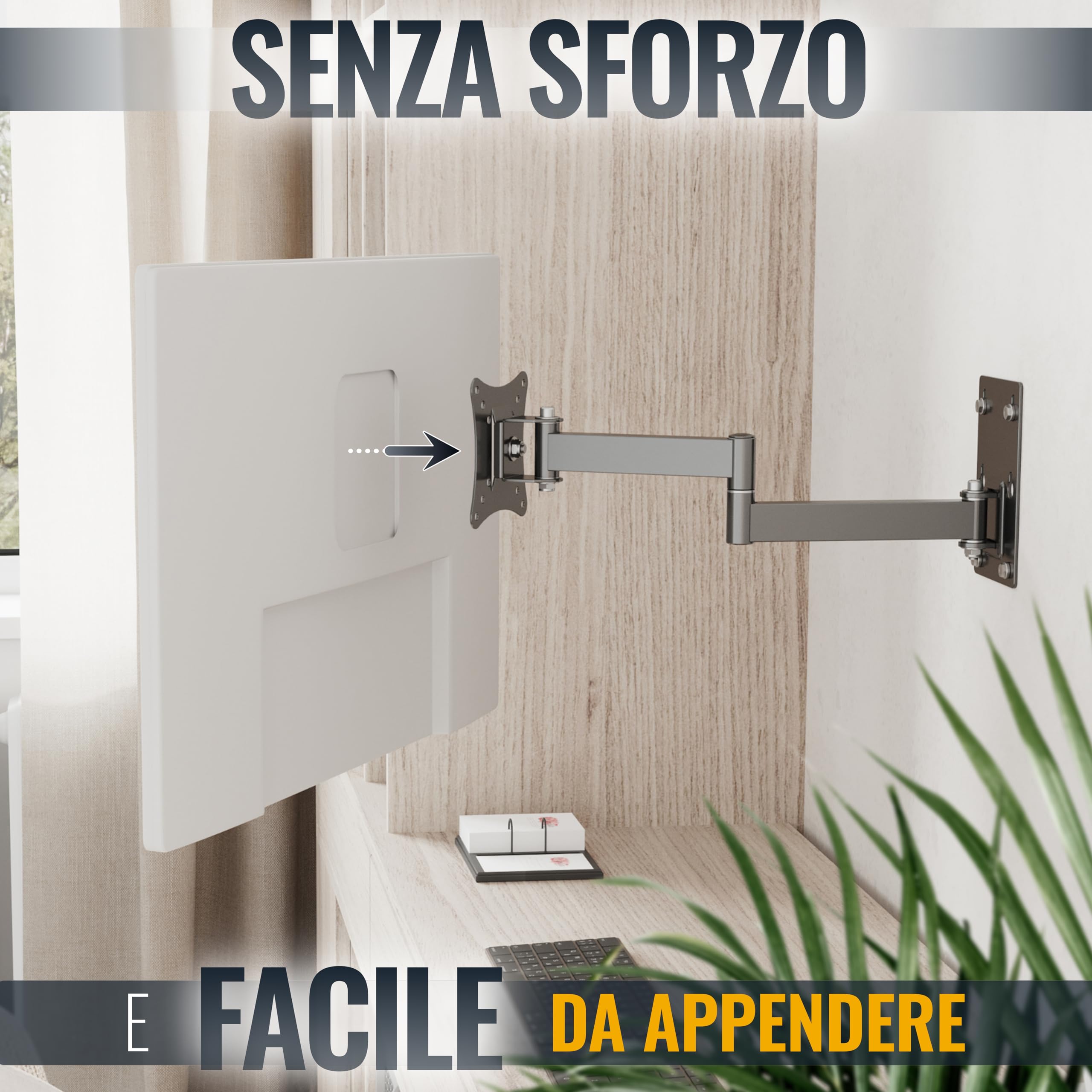 RICOO R02-11 Supporto TV da parete Staffa TV 13-34 pollici per 13 34 pollici girevole inclinabile fino a 20 kg max VESA 100x100 | Supporto per TV da parete, orientabile, VESA 75 x 75, 100 x 100, supporto per monitor curvo