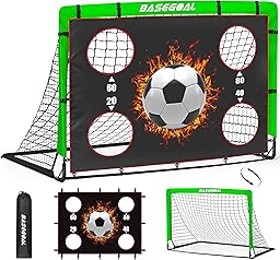 Porte da Calcio per Giardino, Porta da Calcio per 150x120cm, Porticine Da Calcio con Aste In Fibra di Vetro e Reti di Alta Qualità, Bullseye e Borsa per Giardino e Gioco per Interni