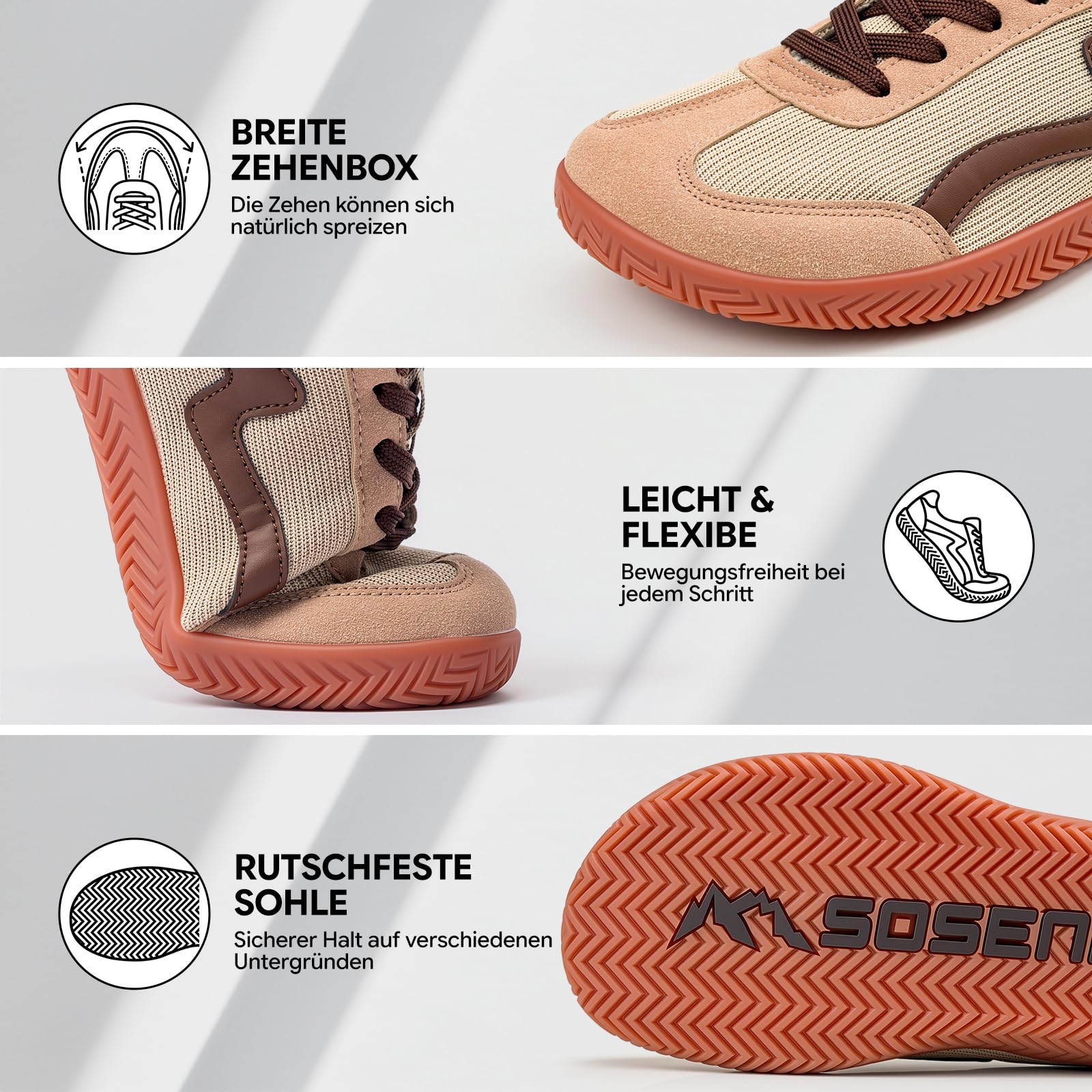 Sosenfer Barfußschuhe Damen Herren Minimalistische Sneaker Leicht Retro