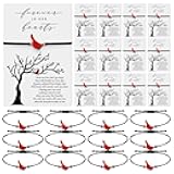 Qilery 50 Sets Red Cardinals Bracelet for Women Celebration of Life Memorial Sympathy Bangle with Prayer Cards Memorial Gifts for Loss Loved One