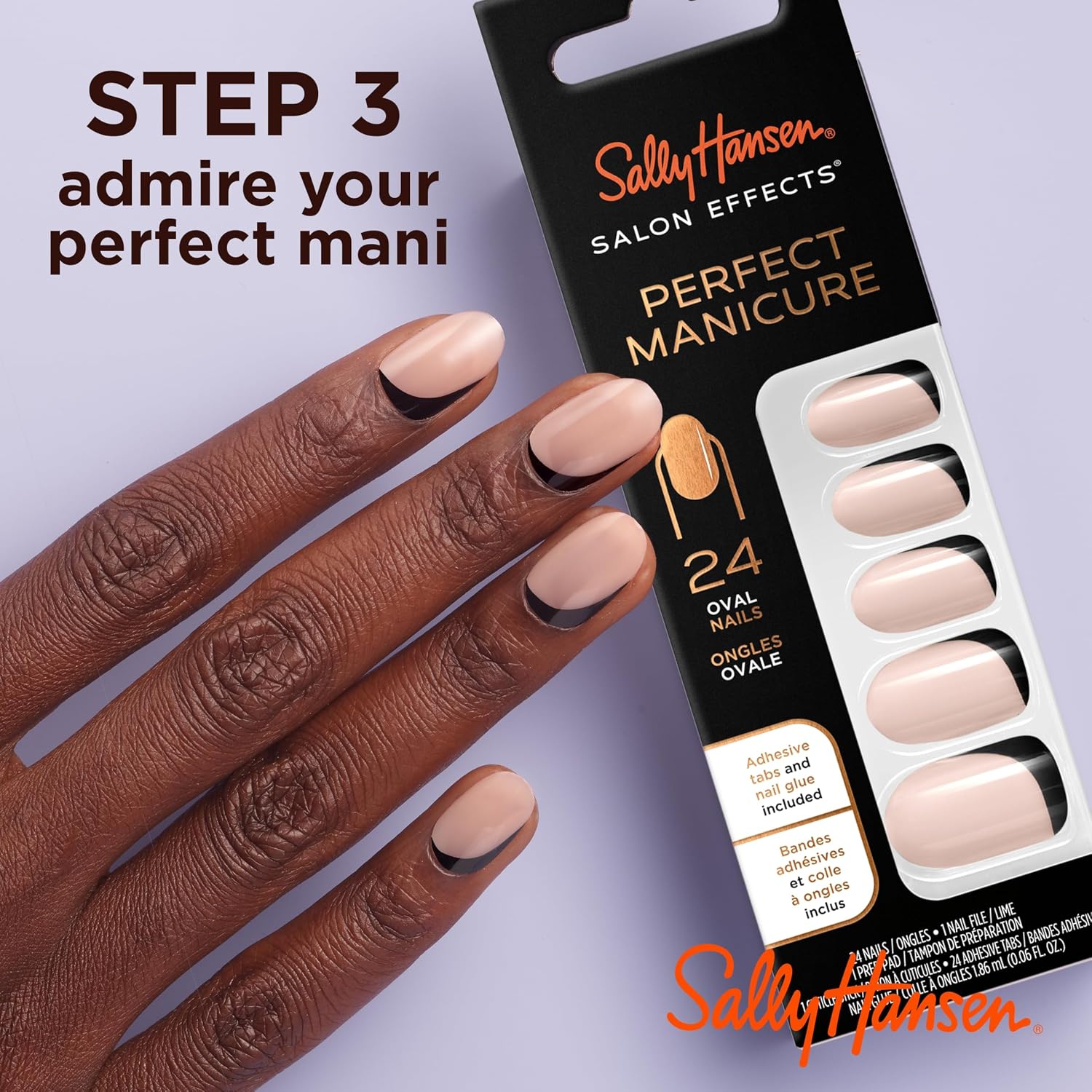 Sally Hansen Salon Effects® Perfect Manicure, Cinna-Snap, Press On Nails, Almond Shaped, Non-Damaging Adhesive Tabs, File, and Alcohol Pad Included (Pack of 2)