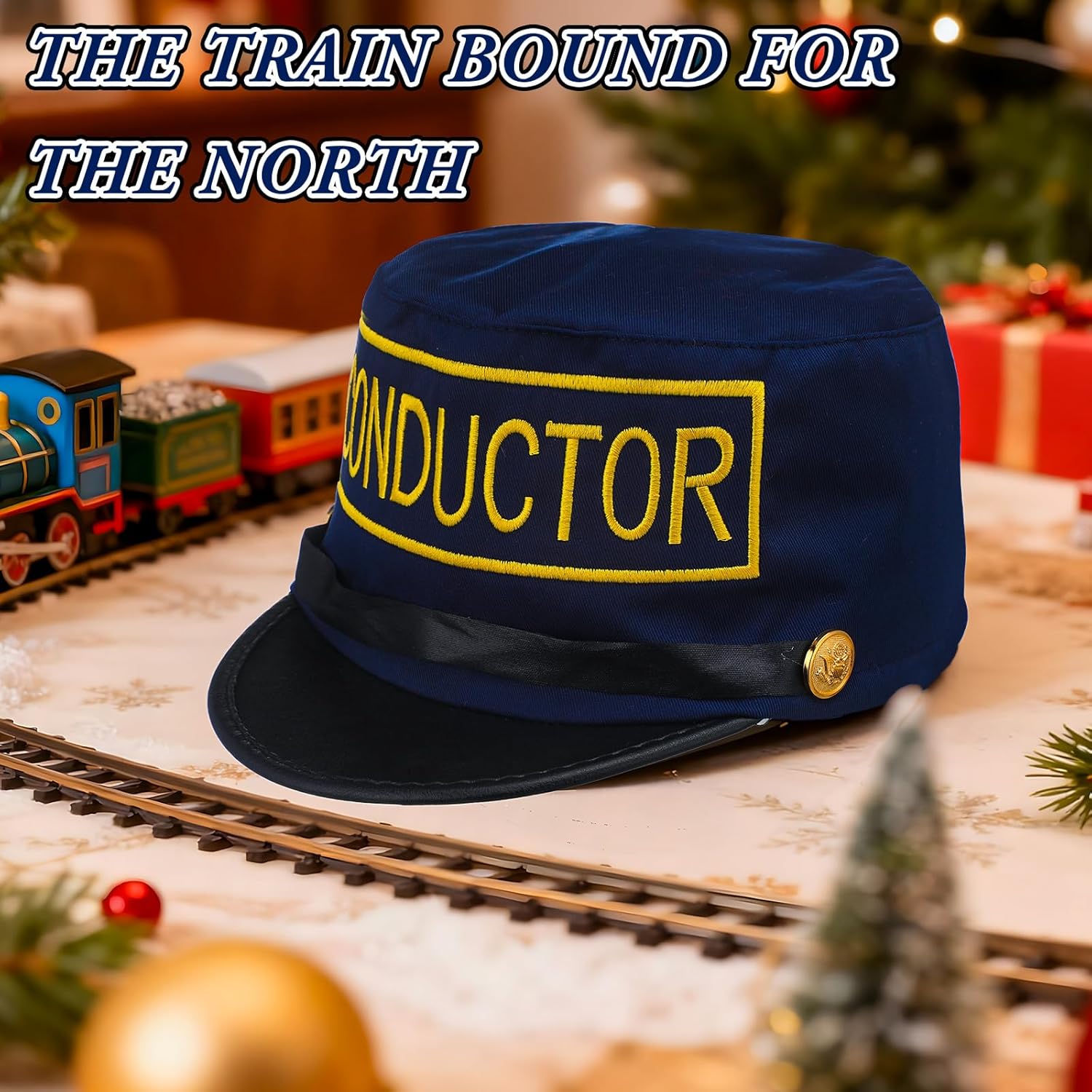 Newcotte Christmas Train Conductor Hats Engineer Hats Polar Party Gifts Favors Bulk Train Conductor Costume - Image 2