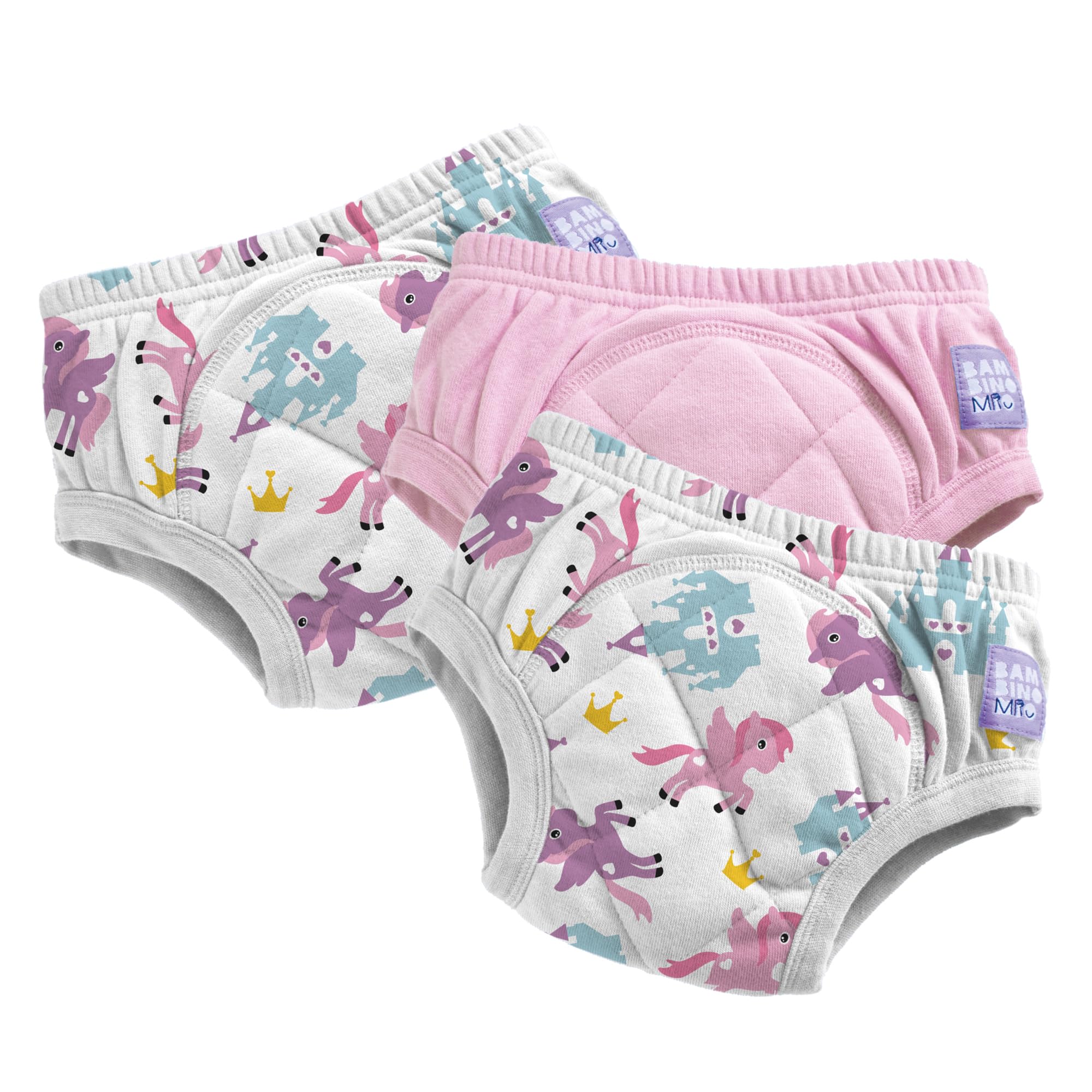 Bambino Mio (3 Pack) Training Pants for Toddlers Reusable Cloth Potty Pants Training Underwear, 3-4 Years, Pink Pegasus Palace, Baby and Toddler, Boys and Girls with Cross-Stitch