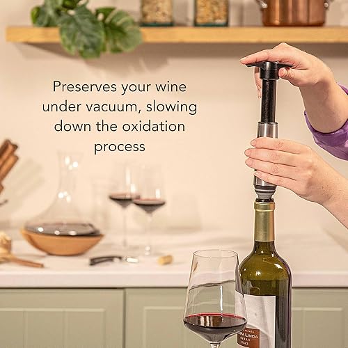 Vista 12 de Vacu Vin Wine Saver - Acero inoxidable - 1 bomba 2 tapones 2 servidores - Tapones de vino para botellas con bomba de vacío y vertedor - Reutilizable