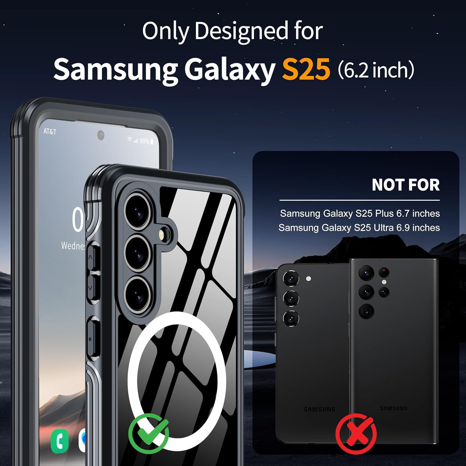 Privacy Case for Samsung Galaxy S25, with Built-in Anti Peep&HD Screen Protector [Military Grade Protection] Shockproof Anti Spy Magnetic Back Phone Case for S25 5G, Black