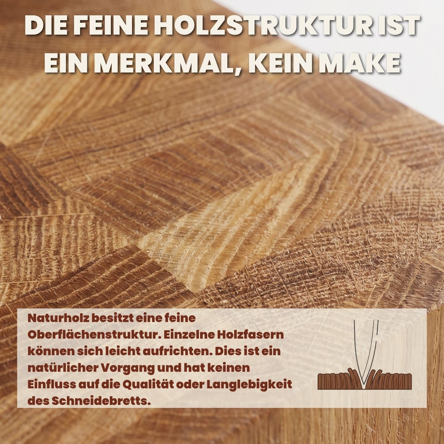 Premium Stirnholz Schneidebrett Eiche massiv und stabil 40 x 30 x 4 cm | 40 x 30 x 4 cm, Messerschonend, Robuste Stirnholzfläche, Rutschfest durch hohes Gewicht, Langlebig Massivholz