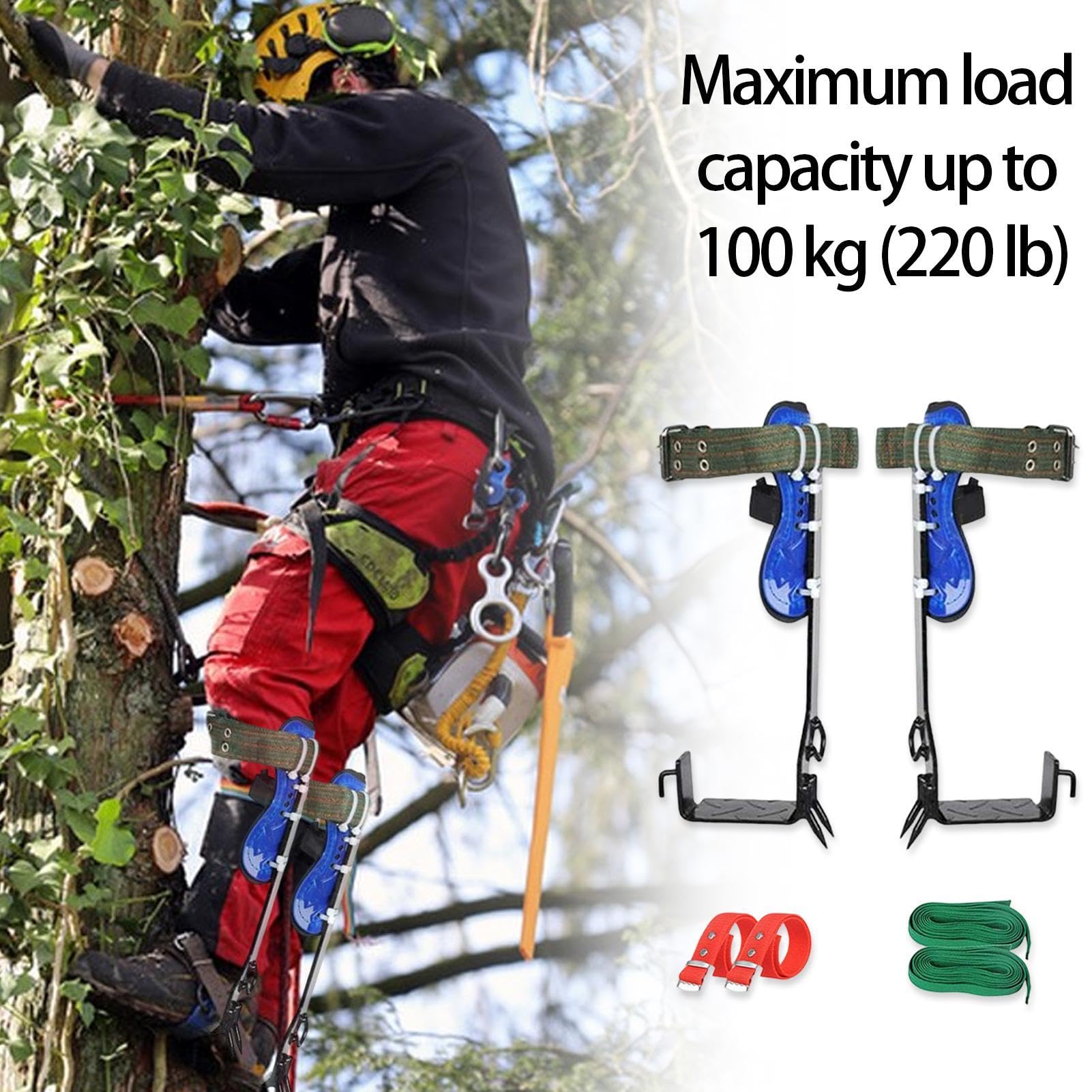 Kit de Picos para Trepar Árboles con Antideslizante, Equipo de Escalada para Postes