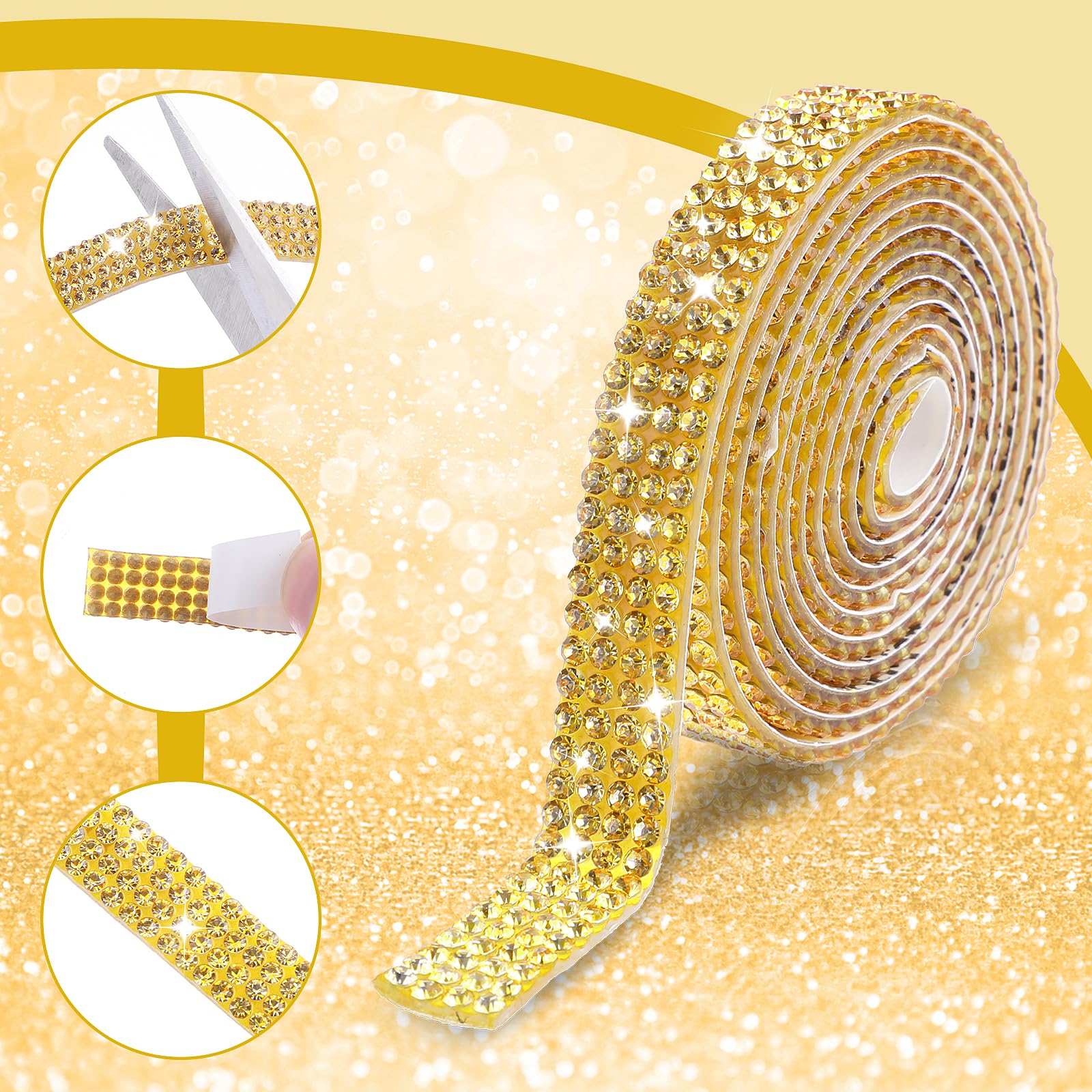 4 Rotoli Nastro Di Strass 1 Larda Strass Adesivi Glitter Finiture Cintura Di Diamanti Brillantini Adesivi Di 203778