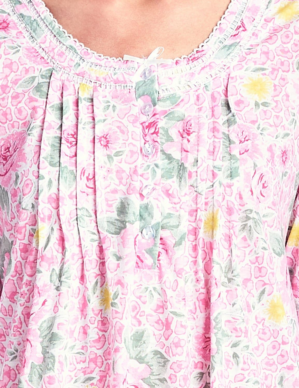 Casual Nights Women's Round Neck Long Sleeve Lace Floral Nightgown - Image 5