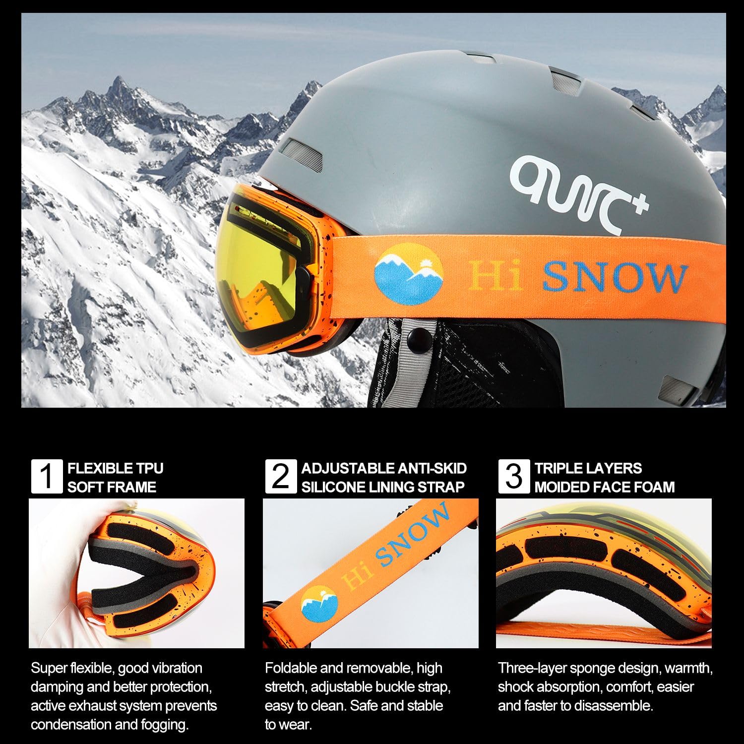 Przeciwmgielne gogle snowboardowe lub narciarskie dla dzieci (5-14 lat), ochrona przed promieniowaniem UV