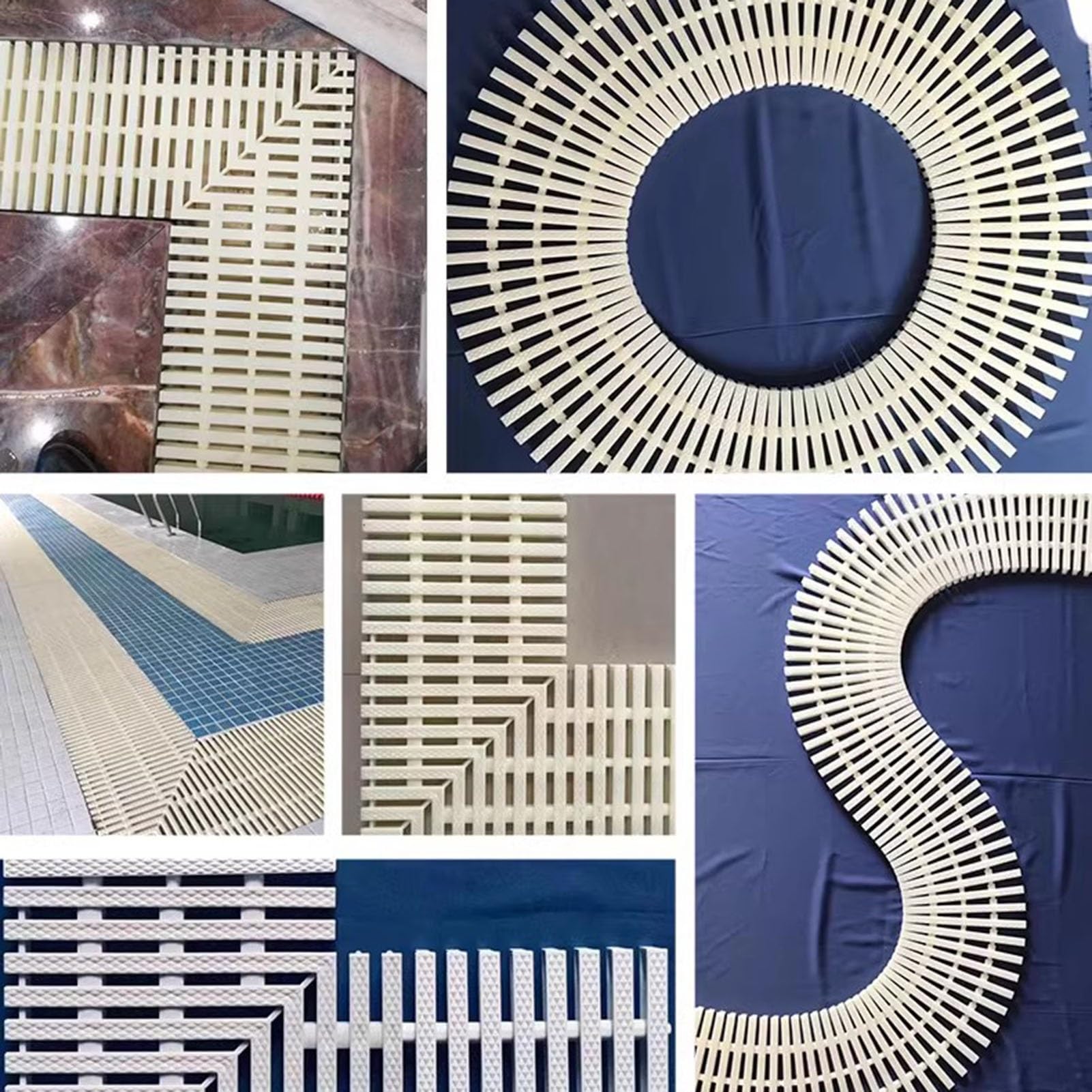 Tira De Rejilla De Desbordamiento De Plástico Empalmable,Rejilla De Desbordamiento De Plástico De PVC,Para Pasarela, Balcón, Piscina, Cubierta, Entrada(20x100cm-10 pieces)