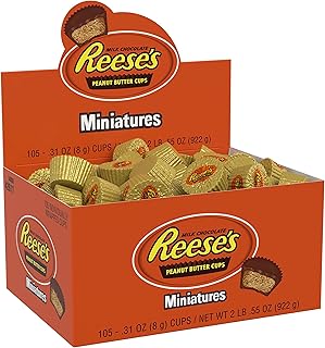 REESE'S Miniatures Milk Chocolate Peanut Butter Cups Candy, Bulk Gluten Free, Individually Wrapped, 0.31 oz Packs (105 Pie...