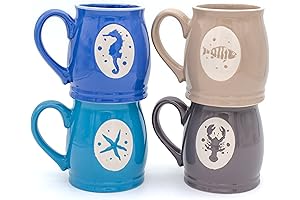 Euro Ceramica's Ocean Oasis: A Quartet of Enchanting Beach Coffee Mugs