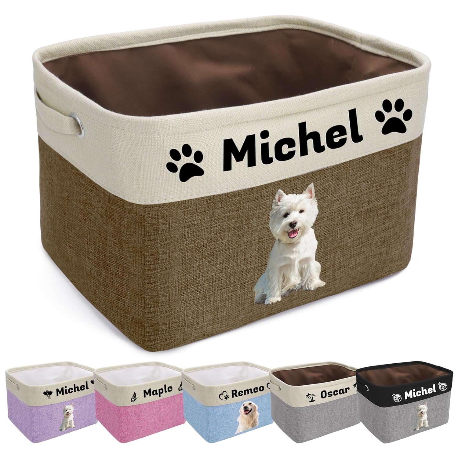 Personalized Dog Toy Basket with Pet's Name, Custom Dog Toy