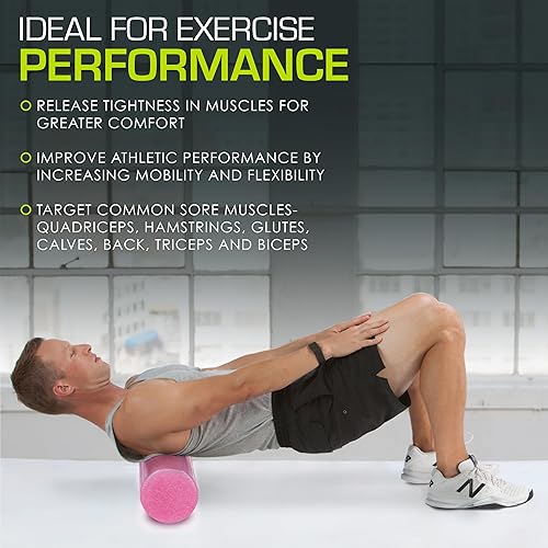 Miniatura 6 de ProsourceFit Rodillos de espuma de alta densidad de 18 pulgadas de largo, masajeador atlético firme de cuerpo completo para estiramiento de espalda,