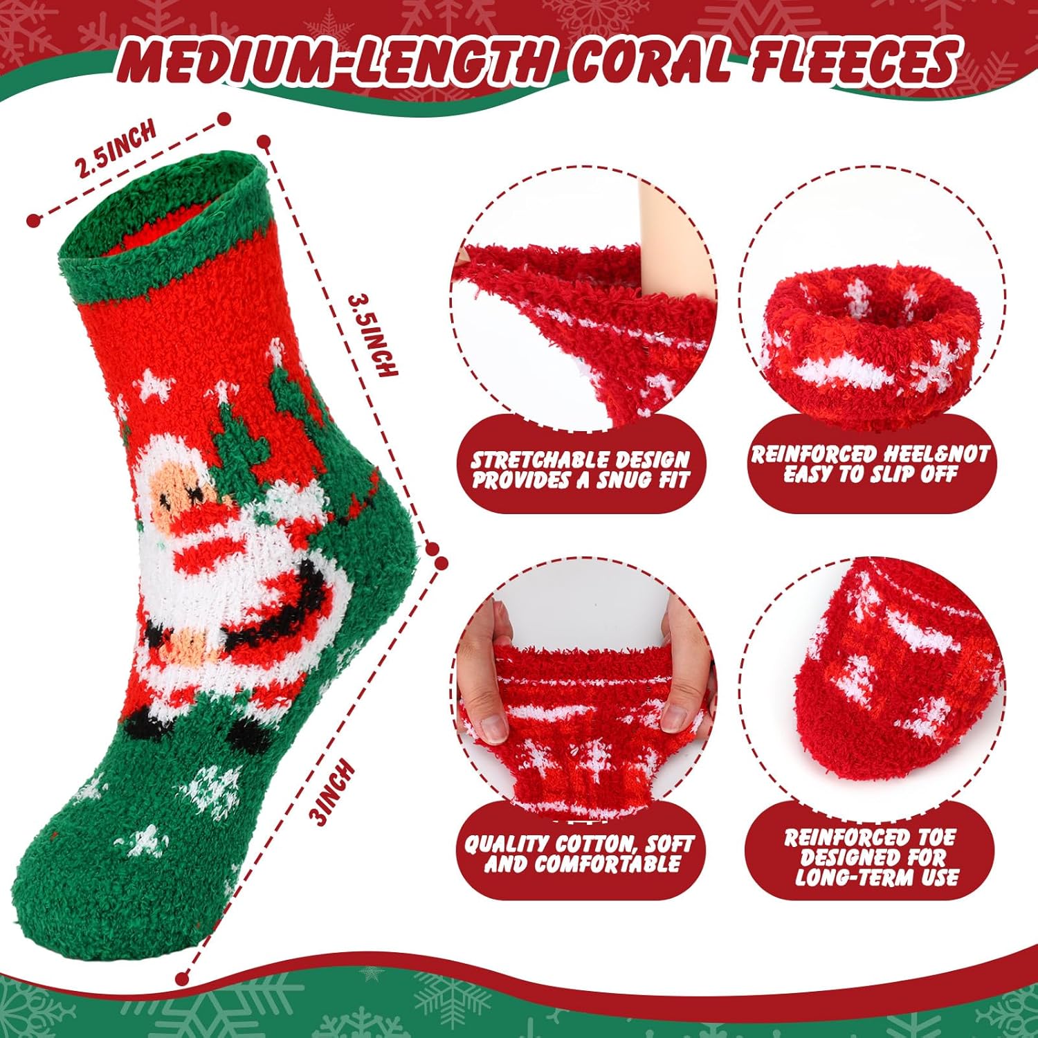 Jeyiour 24 Pair Christmas Fuzzy Socks for Women Girls Gifts Funny Cozy Fluffy Winter Warm Slipper Xmas Holiday Socks Warm Crew Gifts - Image 4