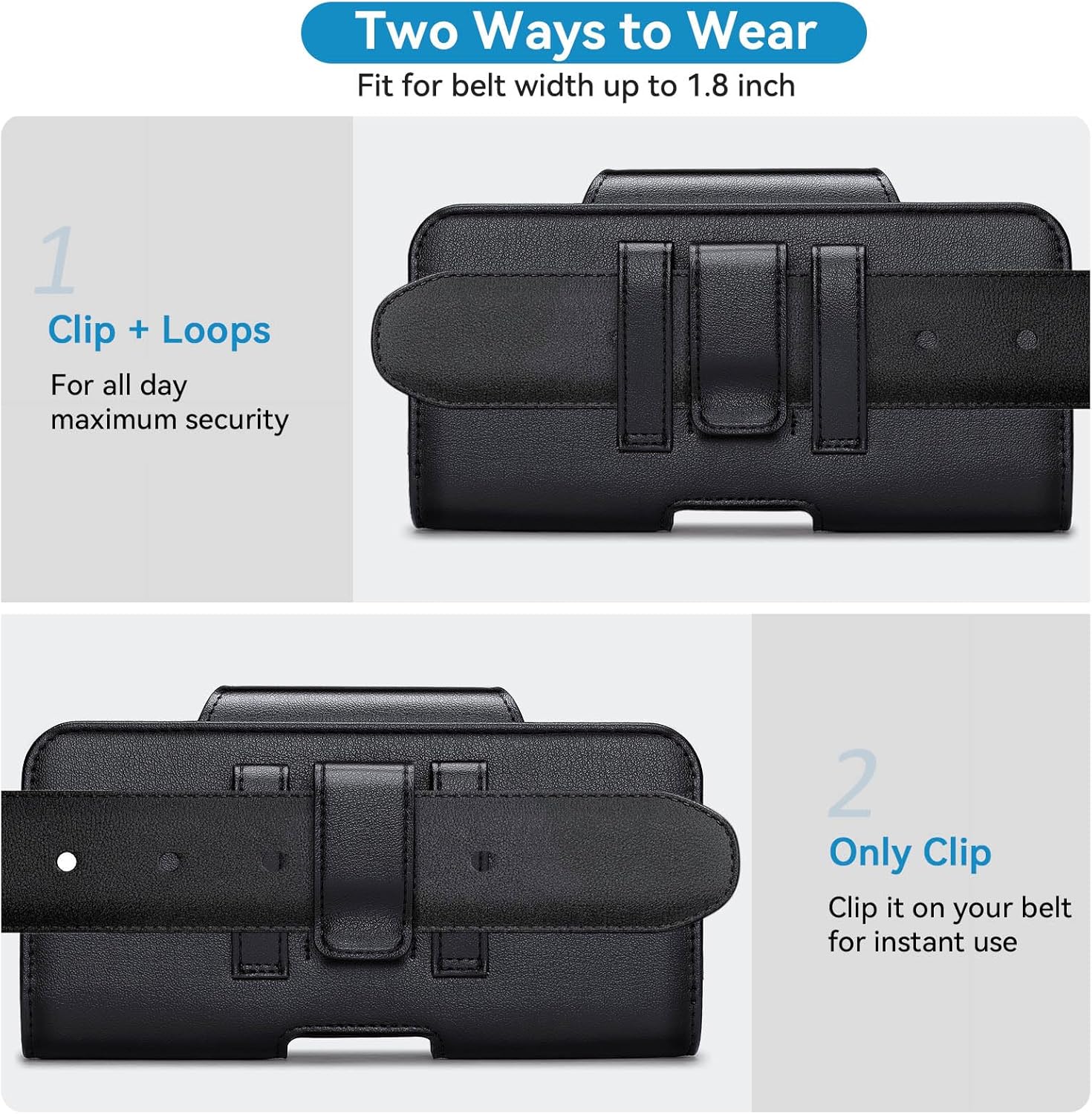 nuoku Dual Phone Holster for iPhone 17/16/15/14/13/12/11 Pro Max Series with Separatable Card Holder, Double Phone Case for Two Phones for S22 Plus/S21 Plus/S20 Plus(Black)